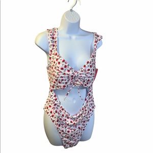 Xhilaration floral cutout swim one piece XL NWT